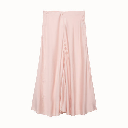 Damen Satin-Midirock mit hohem Komfortbund und ausgestellter A-Linien-Silhouette Shop Nory