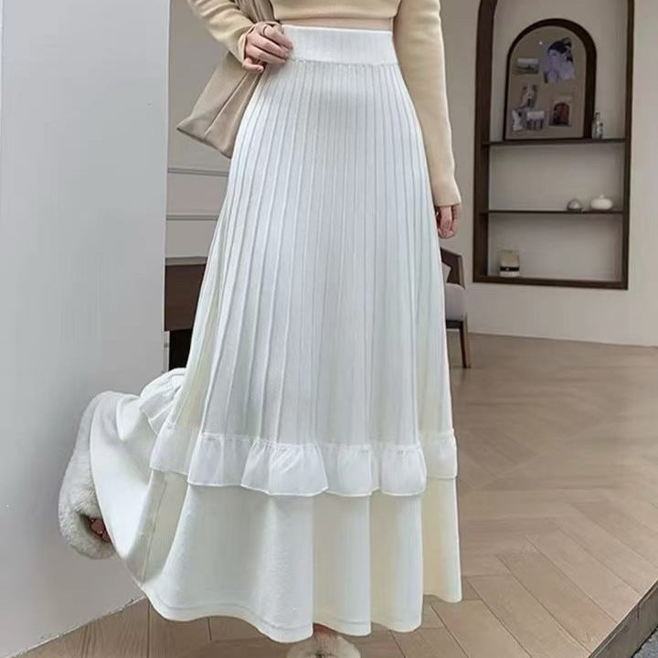 Damen Eleganter Maxi-Rock mit Volant und strukturiertem Design Shop Nory