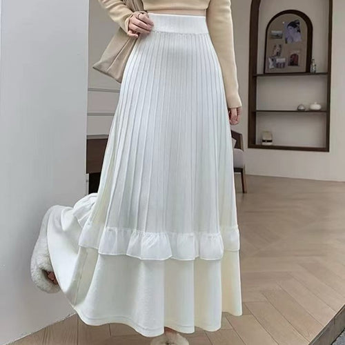 Damen Eleganter Maxi-Rock mit Volant und strukturiertem Design Shop Nory