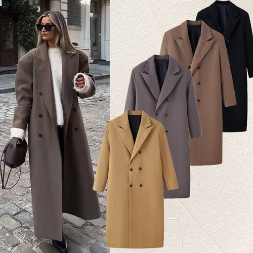 Herren Doppelreihiger Longcoat mit schmalem Revers und geradem Schnitt Shop Nory