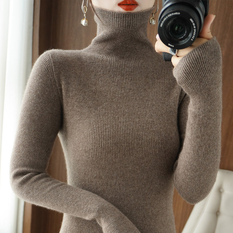 Damen Schmaler Rollkragenpullover aus Kaschmir‑Mix mit extralangem Ärmelabschluss Shop Nory