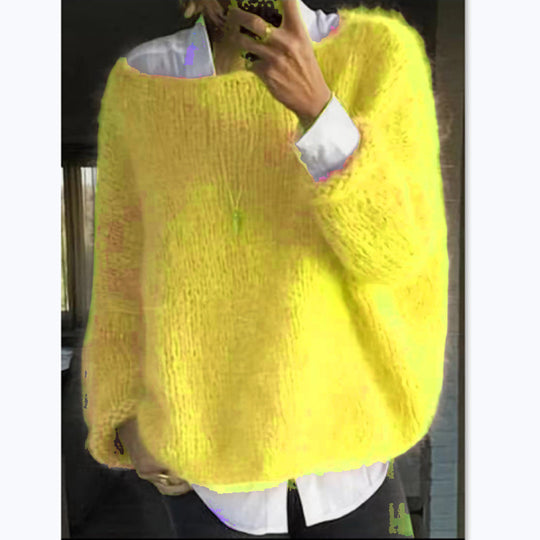 Damen Kuscheliger Oversized Pullover mit U-Boot-Ausschnitt
