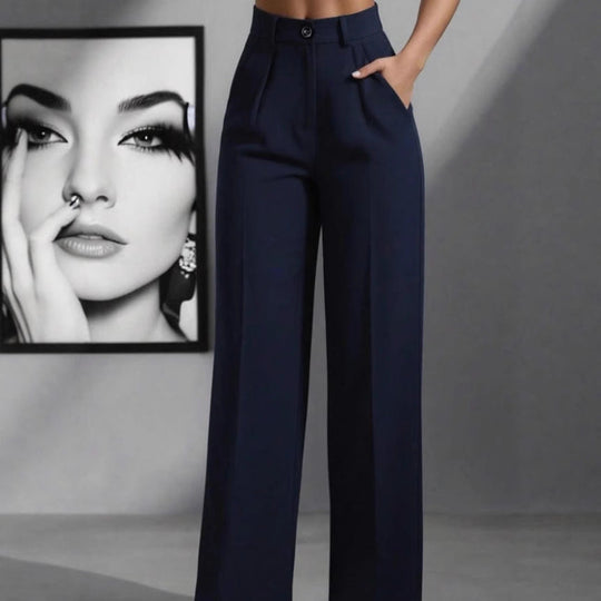 Damen elegante weite Bundfaltenhose