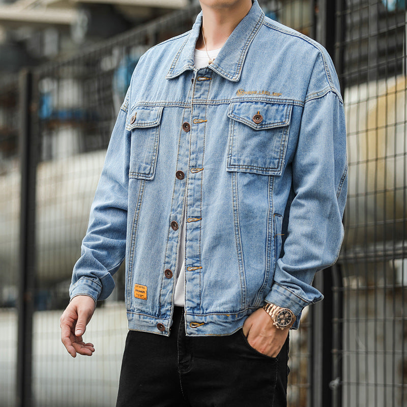 Herren Denimjacke im lässigen Stil mit funktionalen Pattentaschen und robustem Design