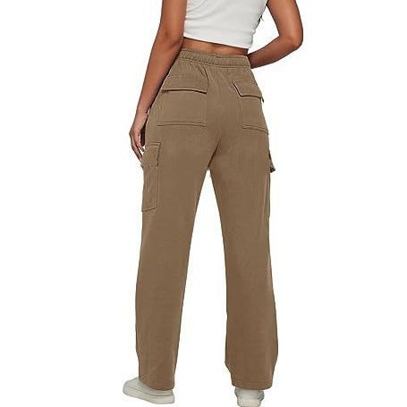 Damen Cargo-Hose mit weitem Bein, elastischem Bund und Cargotaschen Shop Nory