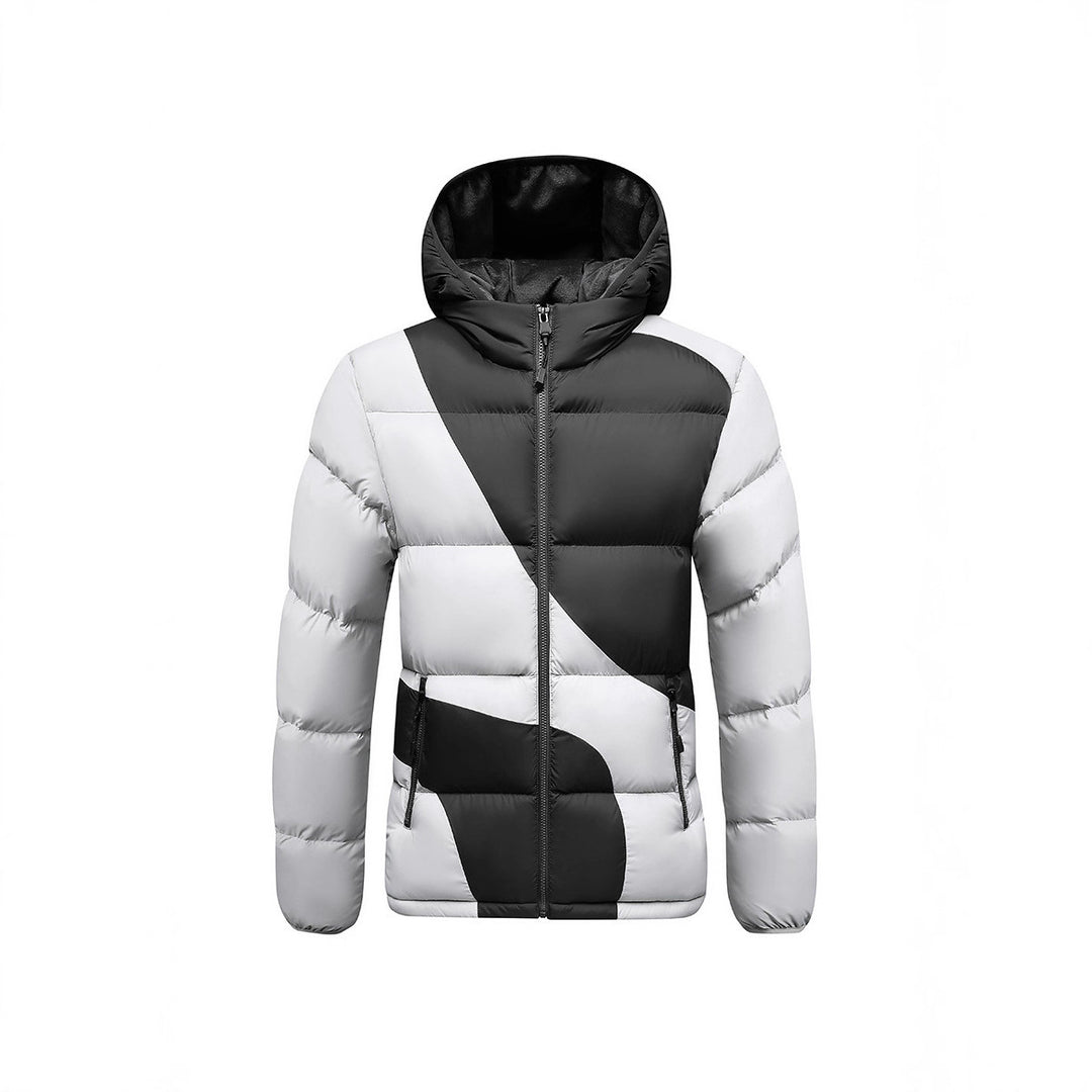 Herren Steppjacke mit Kapuze, auffälligem Colourblock-Muster und thermischer Isolierung Shop Nory
