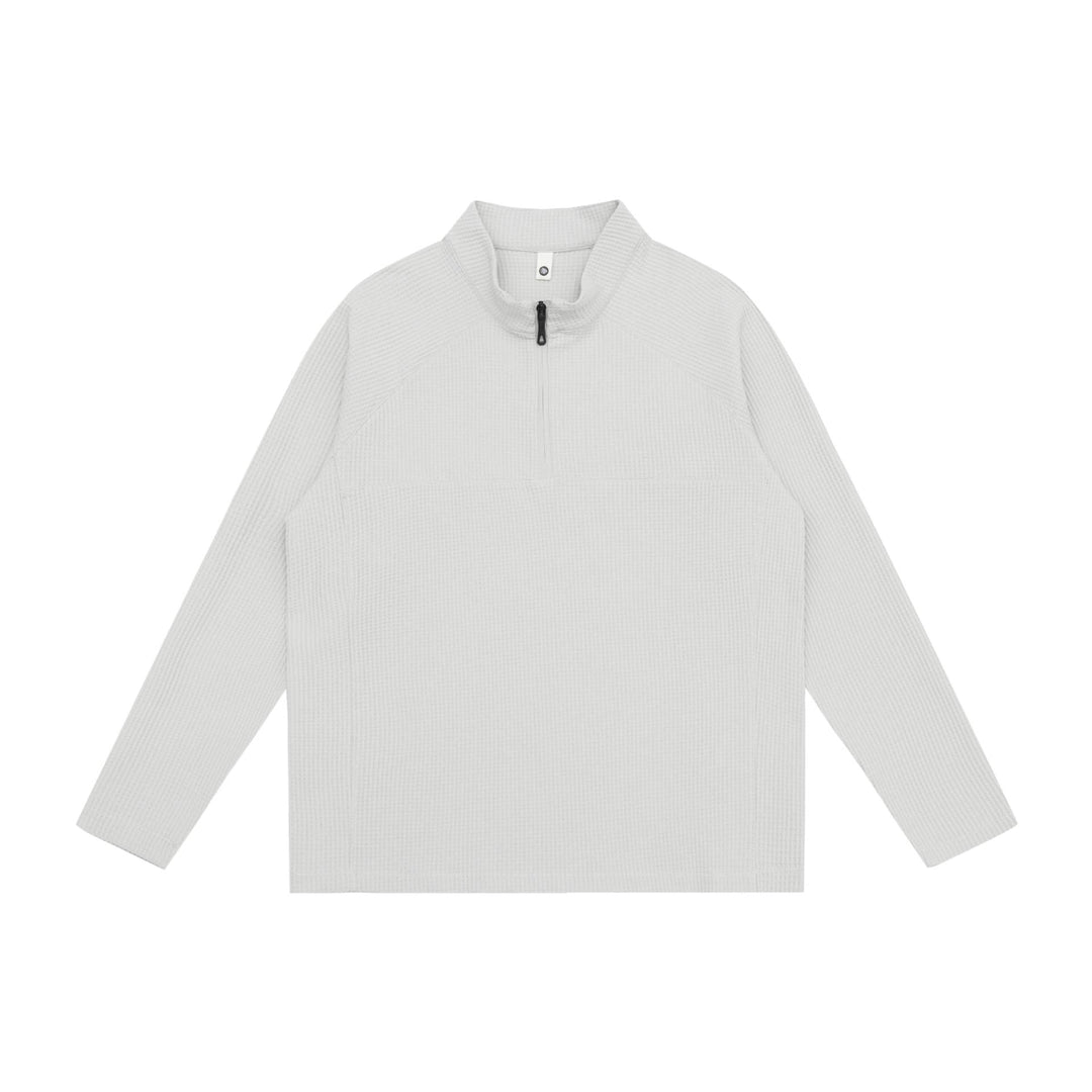 Unisex Waffelstrick-Halbzip-Pullover mit Troyerkragen und Raglanärmeln Shop Nory