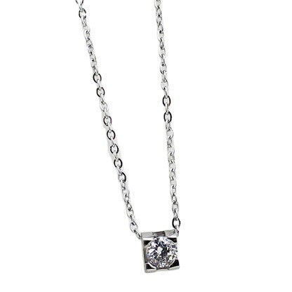 Damen elegante Zirkonia-Halskette mit hochwertiger Edelstahlkette Shop Nory