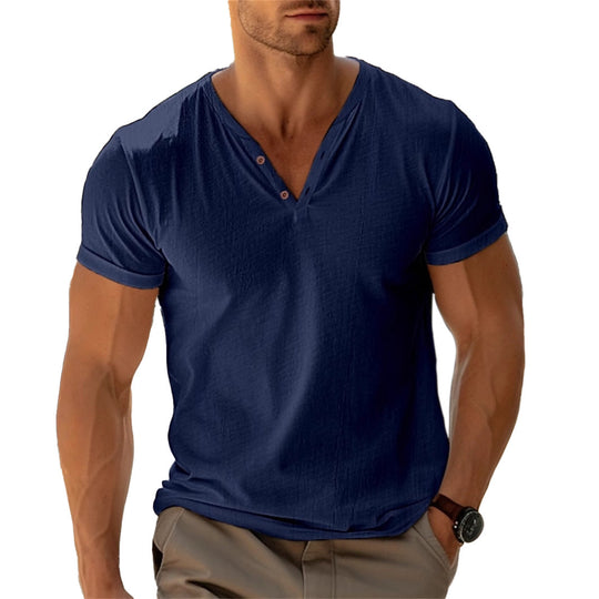 Herren lässiges Henley-T-Shirt mit Knopfleiste und atmungsaktivem Stoff ShopNory
