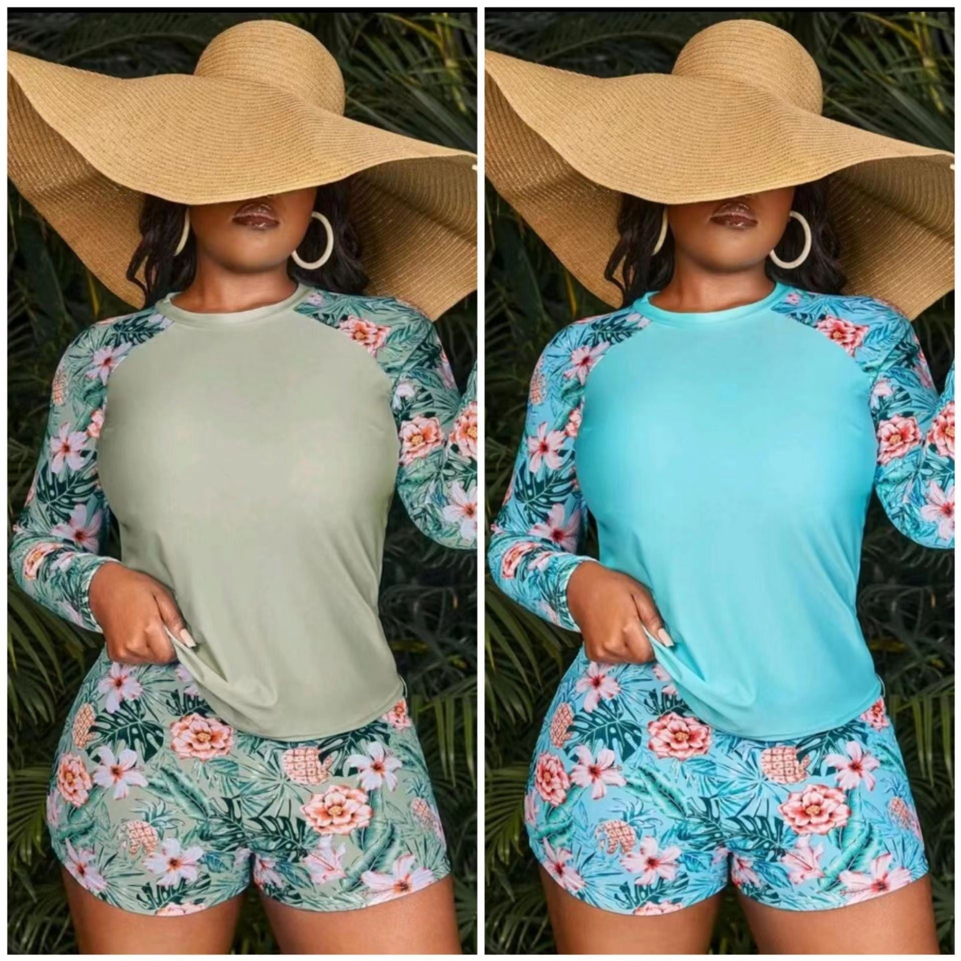Damen UV-Schutz Badeoberteil und Shorts Set