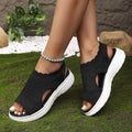 Damen Bequeme Plateau-Sandalen mit elastischem Obermaterial und atmungsaktiver Sohle Shopnory
