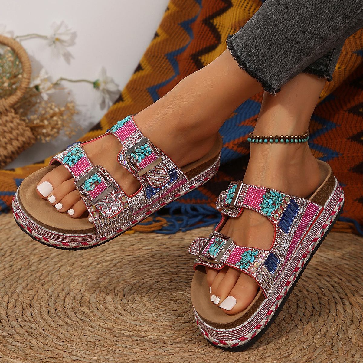 Damen Bequeme Kunstleder Sandalen