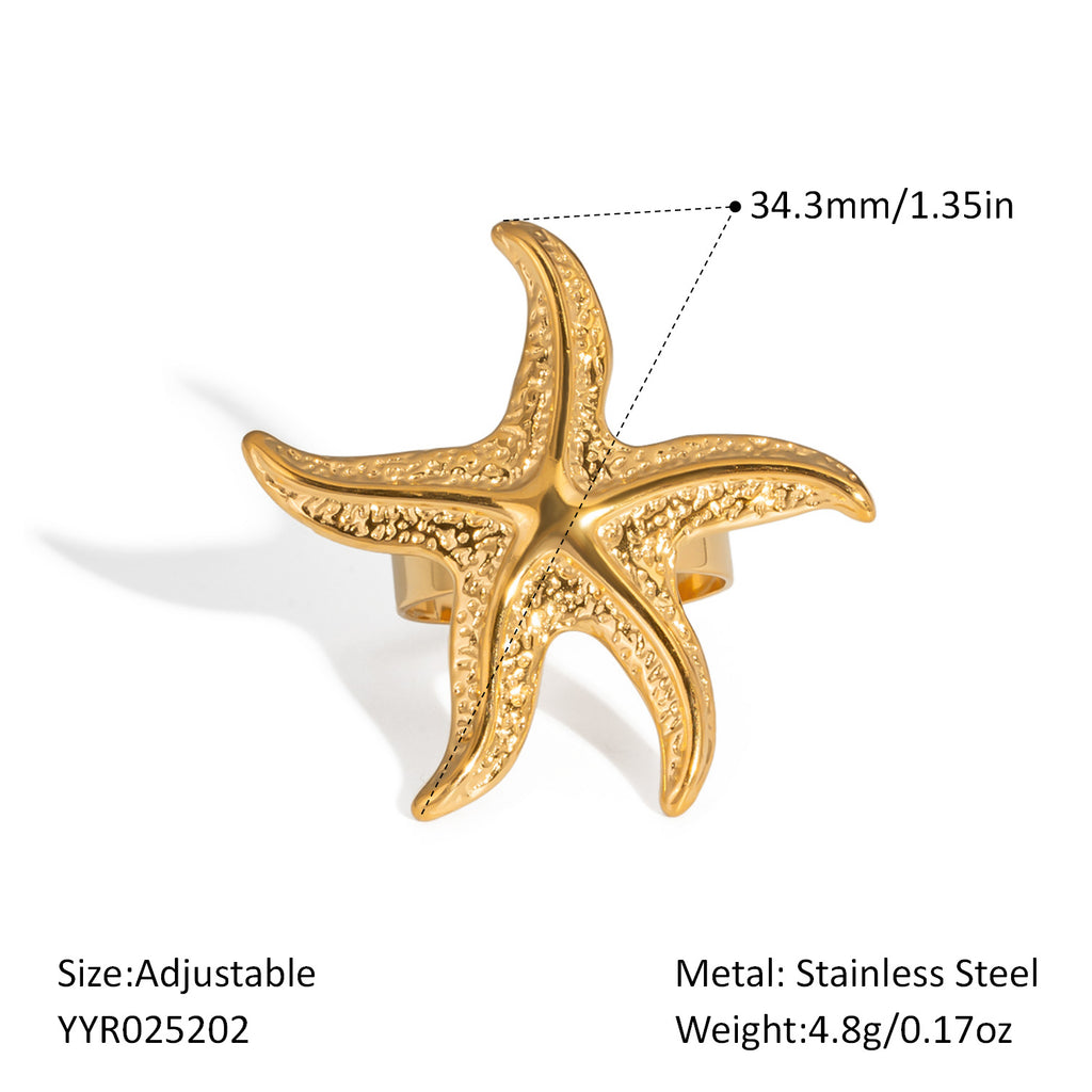 Damen Verstellbarer Sternenhaut Ring mit Edelstahlverarbeitung Shop Nory