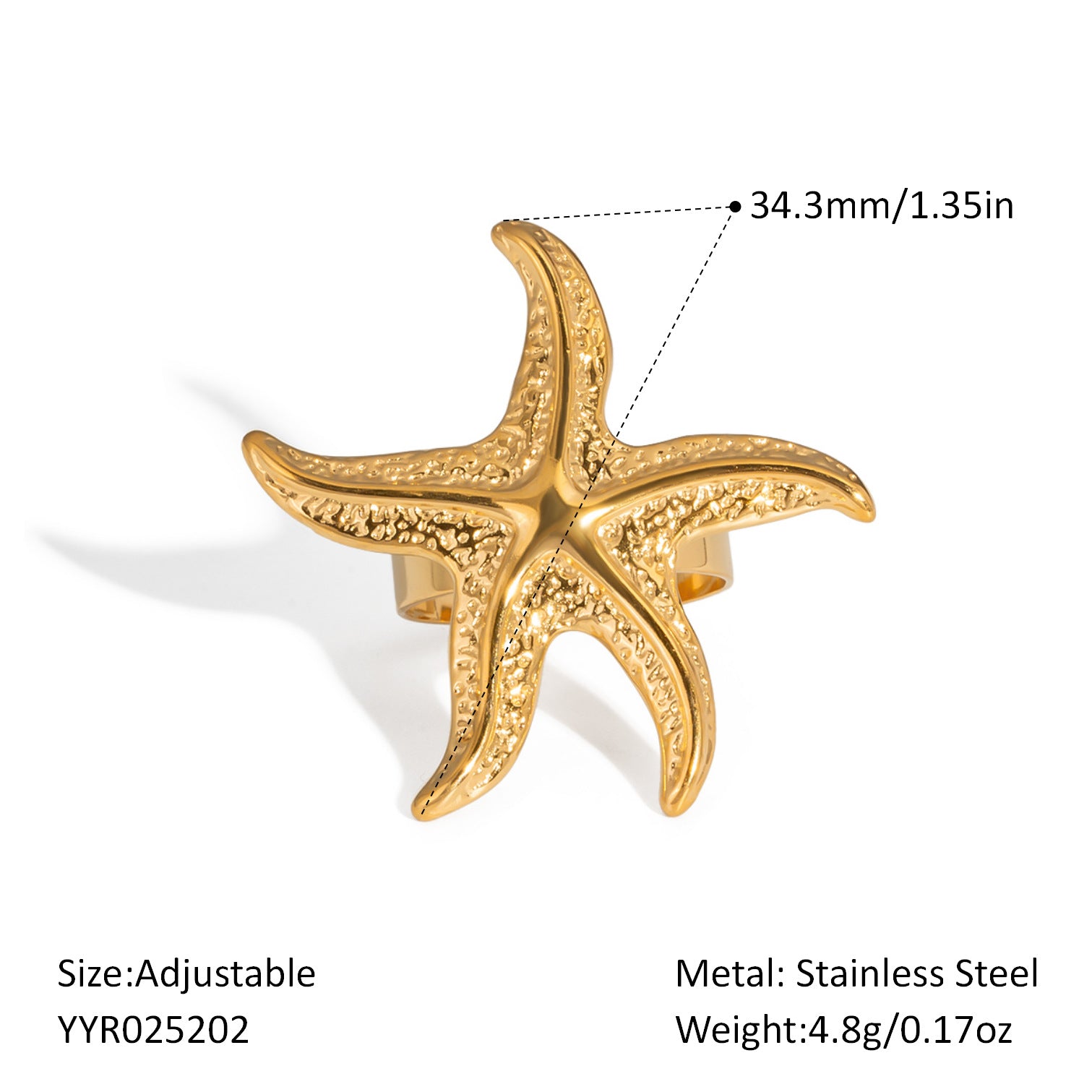 Damen Verstellbarer Sternenhaut Ring mit Edelstahlverarbeitung Shop Nory