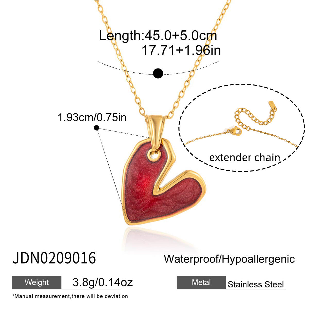 Damen Halskette mit herzförmigem Anhänger aus rostfreiem Edelstahl und hypoallergenen Eigenschaften Shop Nory