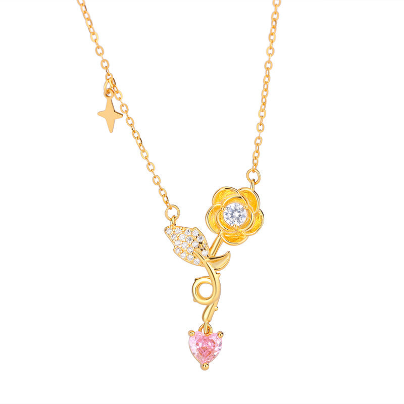 Damen Halskette mit floralem Design und funkelnden Zirkonia-Elementen Shop Nory