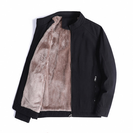 Herren Canvas-Fieldjacke mit Teddyfleece-Innenfutter, Stehkragen und Reißverschluss Shop Nory