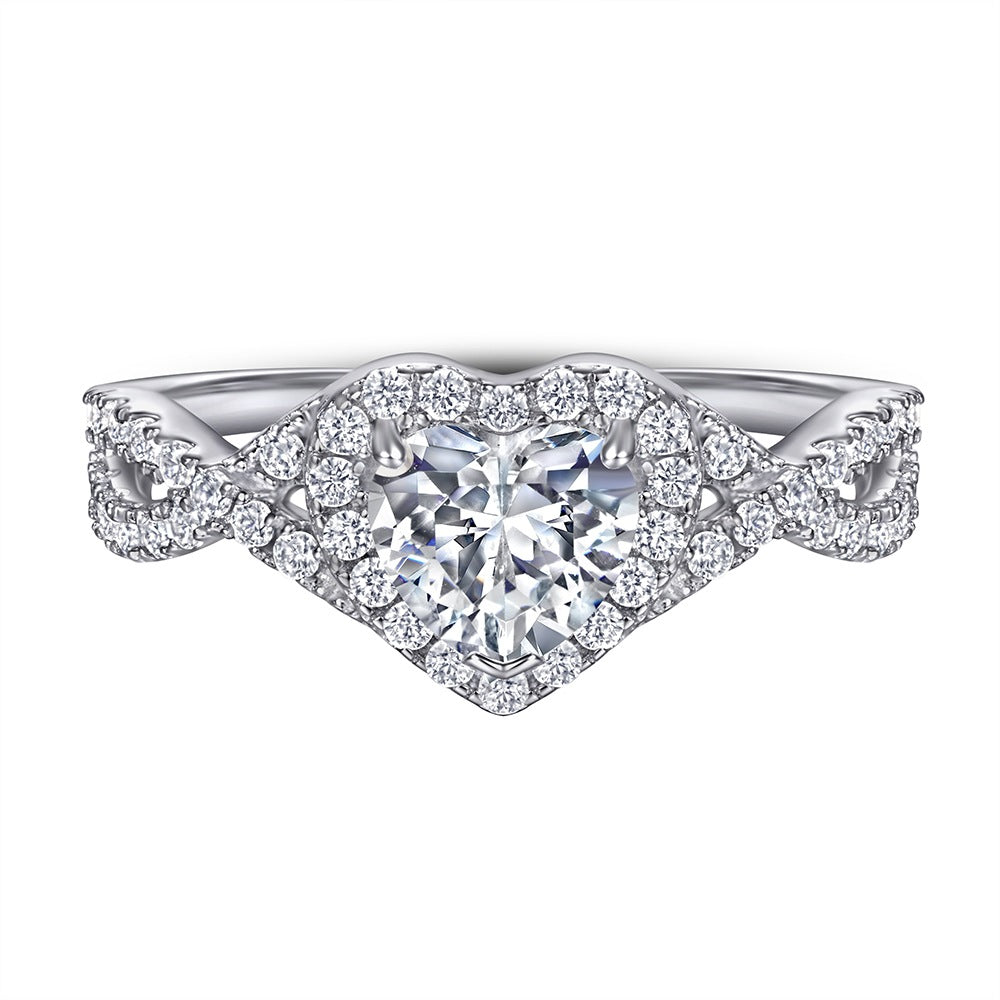 Damen Verlobungsring mit strahlendem Solitär und funkelnden Zirkonia-Details Shop Nory