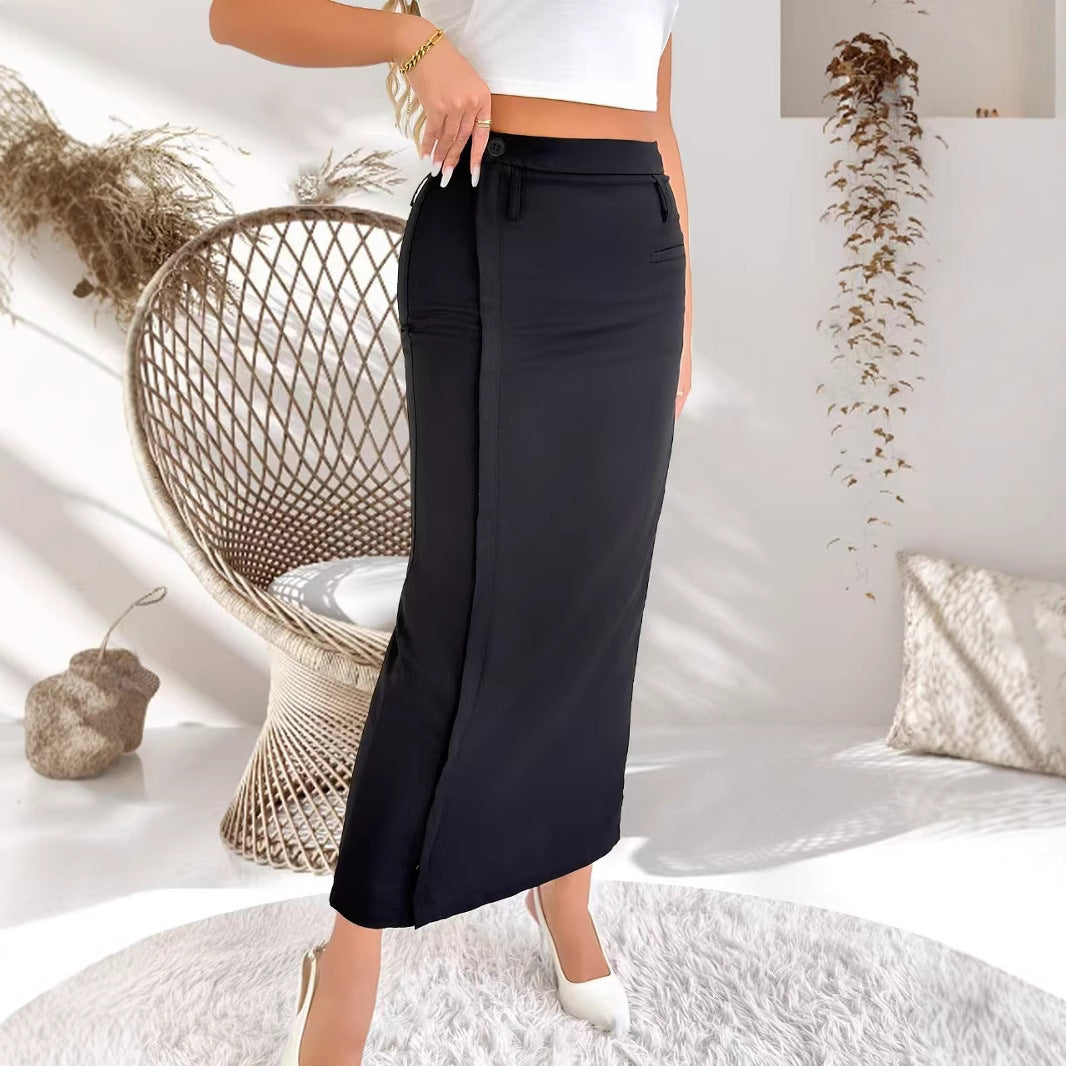 Damen Maxirock mit hohem Bund, Frontreißverschluss‑Schlitz und taillierter Silhouette Shop Nory