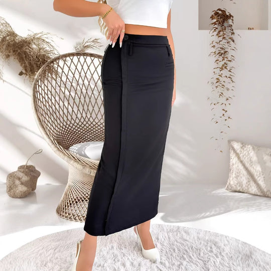 Damen Maxirock mit hohem Bund, Frontreißverschluss‑Schlitz und taillierter Silhouette Shop Nory