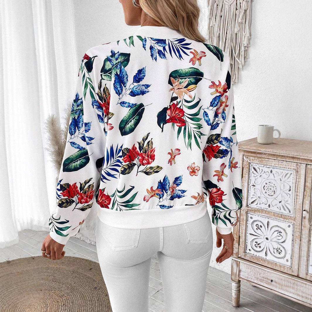 Damen Freizeitjacke mit floralem Design und Reißverschluss
