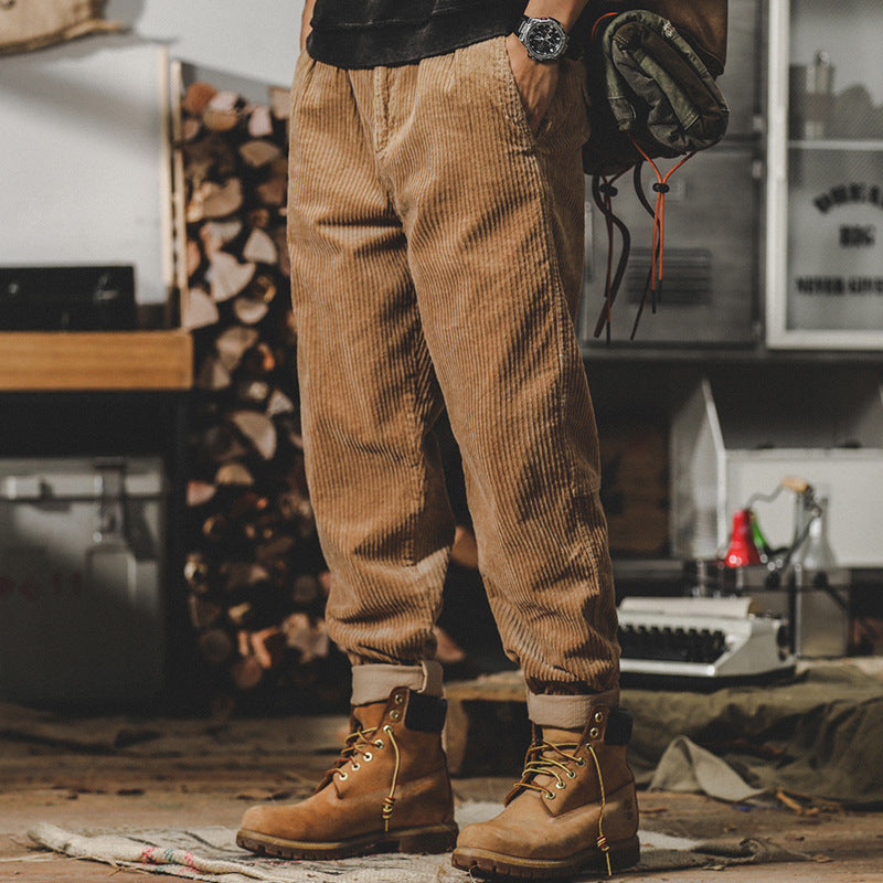 Herren Relaxed-Fit Feincord-Hose mit elastischem Bund, Kordstruktur und gekrempeltem Saum Shop Nory