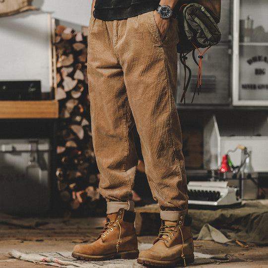 Herren Relaxed-Fit Feincord-Hose mit elastischem Bund, Kordstruktur und gekrempeltem Saum Shop Nory