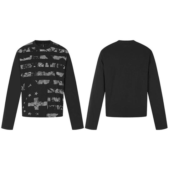 Herren Langarmshirt mit Strukturprint und flaggeninspiriertem Grafikmix Shop Nory