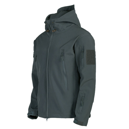 Herren Taktische Softshelljacke mit Kapuze, Tarnmuster und Mehrfach-Reißverschlusstaschen Shop Nory