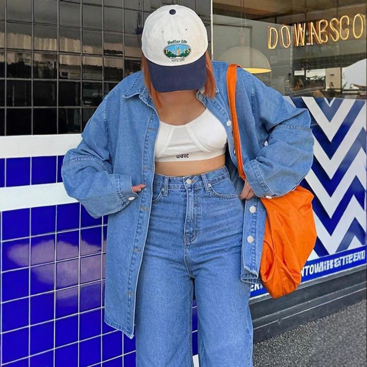 Damen Oversized-Denim-Hemdjacke im Co-Ord-Look mit lockerer Passform Shop Nory