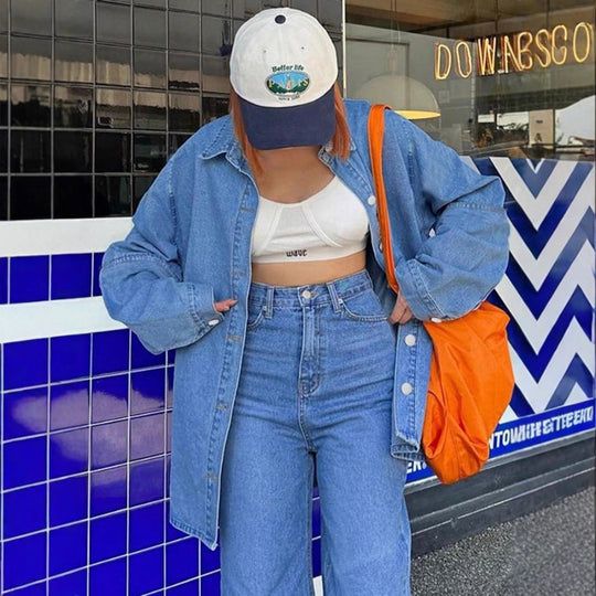 Damen Oversized-Denim-Hemdjacke im Co-Ord-Look mit lockerer Passform Shop Nory
