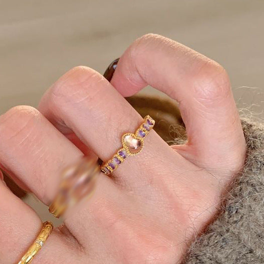 Damen Ring-Set mit kunstvoll gestaltetem Herz- und Edelstein-Design Shop Nory