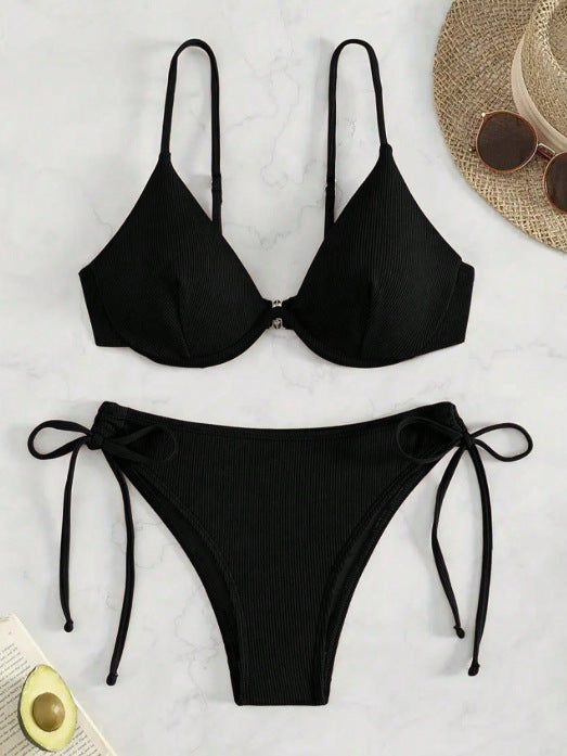 Damen Triangel-Bikini mit verstellbaren Trägern und Seitenschnürungen