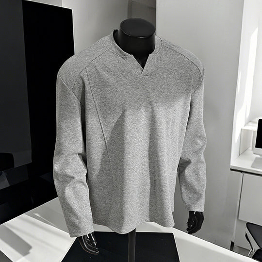 Herren Oversize-Langarmshirt mit V-Notch-Kragen, minimalistischer Schnitt und weichem Baumwollmix Shop Nory
