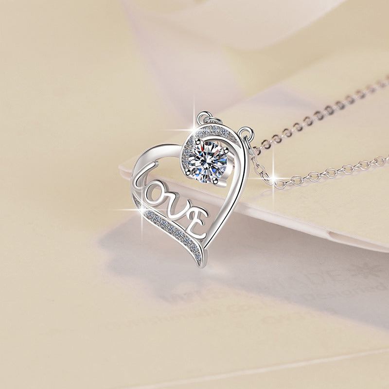 Damen Halskette mit Herzanhänger und funkelndem Kristallschmuck Shop Nory
