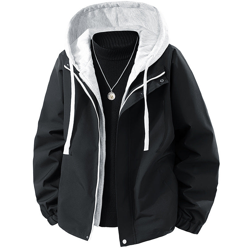Herren Leichte wind- und wasserabweisende Kapuzen-Übergangsjacke mit fleecegefütterter Kapuze und elastischem Saum Shop Nory