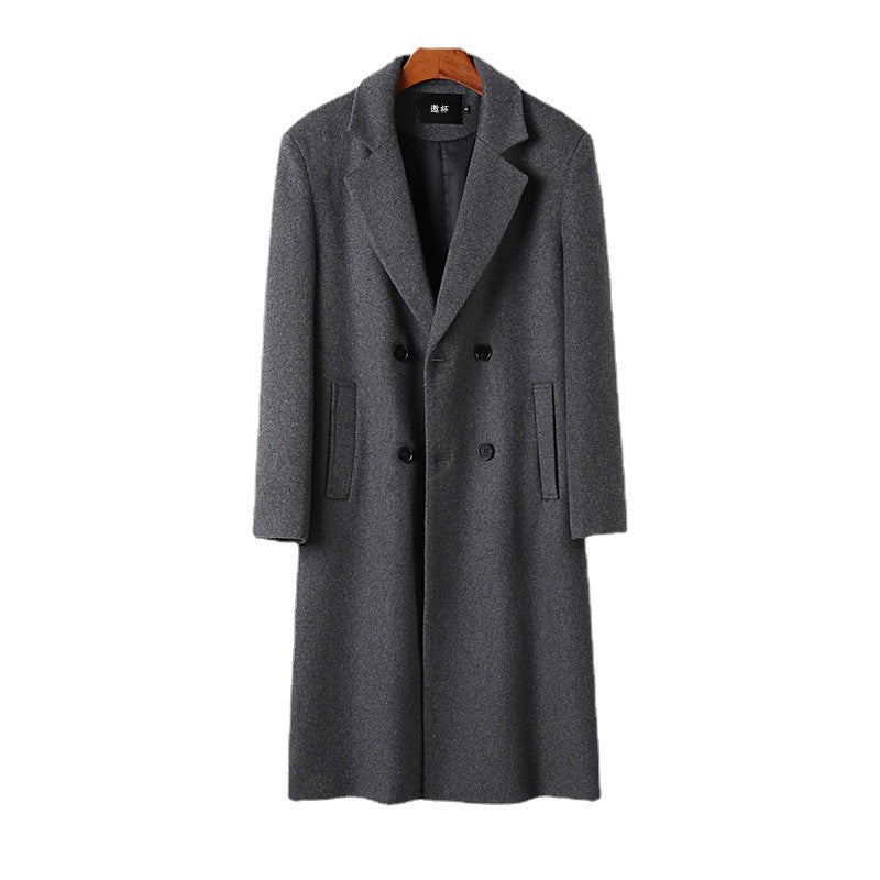 Herren Eleganter Wollmix-Longcoat mit Doppelreihe und fallendem Revers Shop Nory