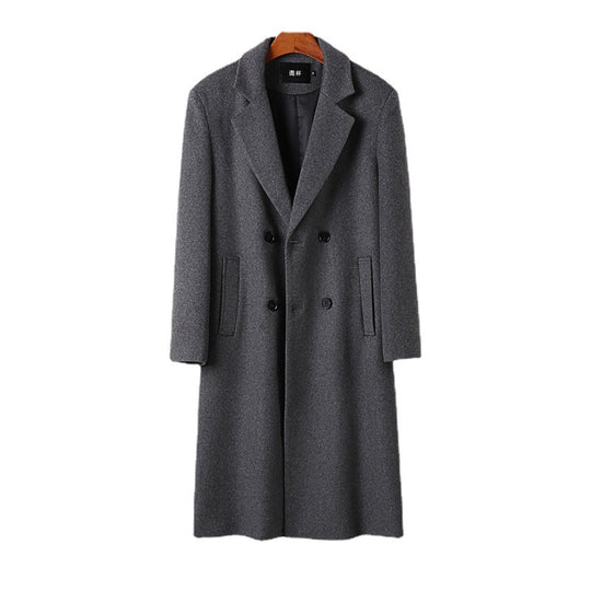 Herren Eleganter Wollmix-Longcoat mit Doppelreihe und fallendem Revers Shop Nory