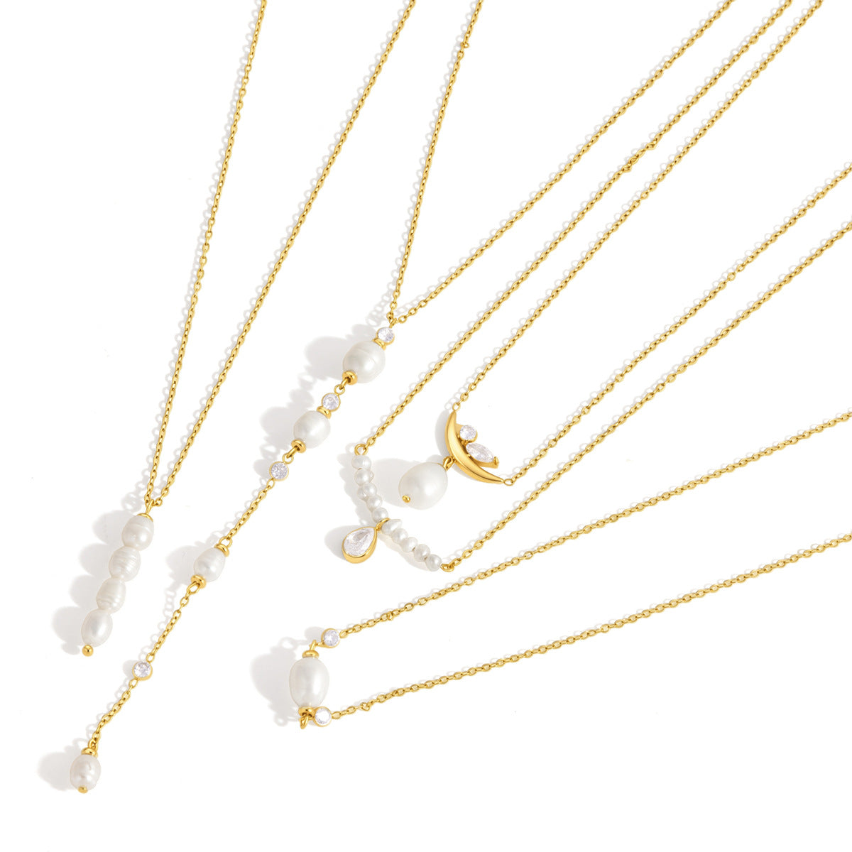 Damen elegante Halskette mit Perle und funkelnden Kristallen Shop Nory