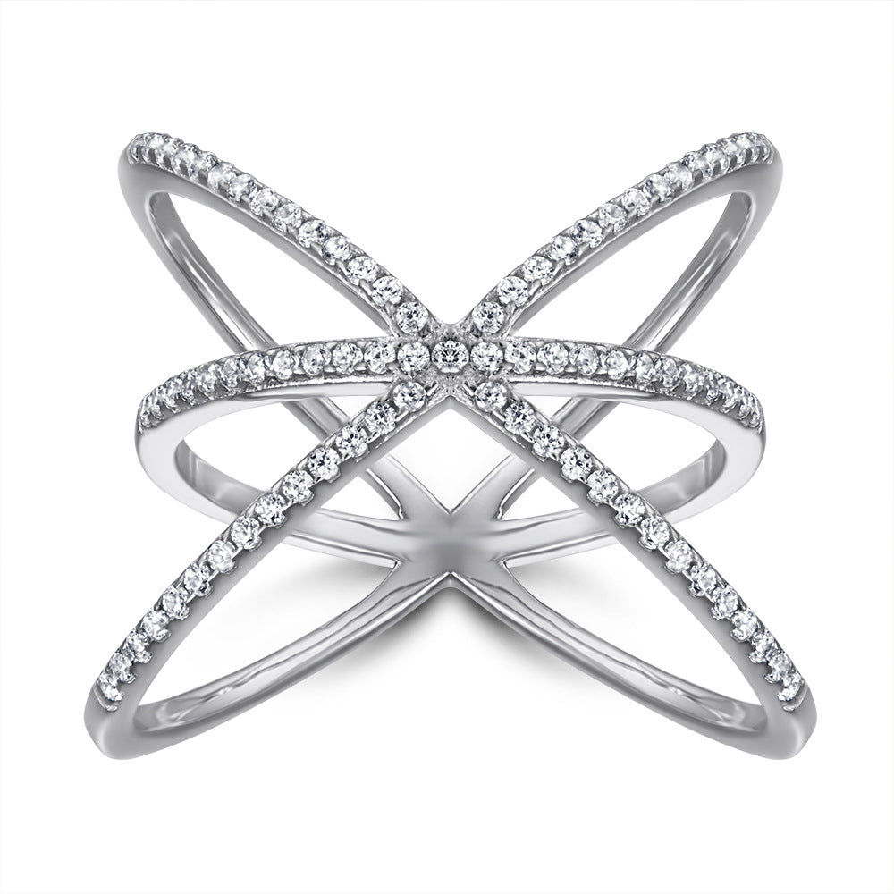 Damen Designer-Ring mit kreativem, modernem Gitter-Design und funkelndem Zirkonia-Besatz Shop Nory
