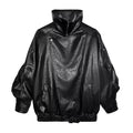 Damen Kunstlederjacke mit hohem Kragen und lässigem Schnitt