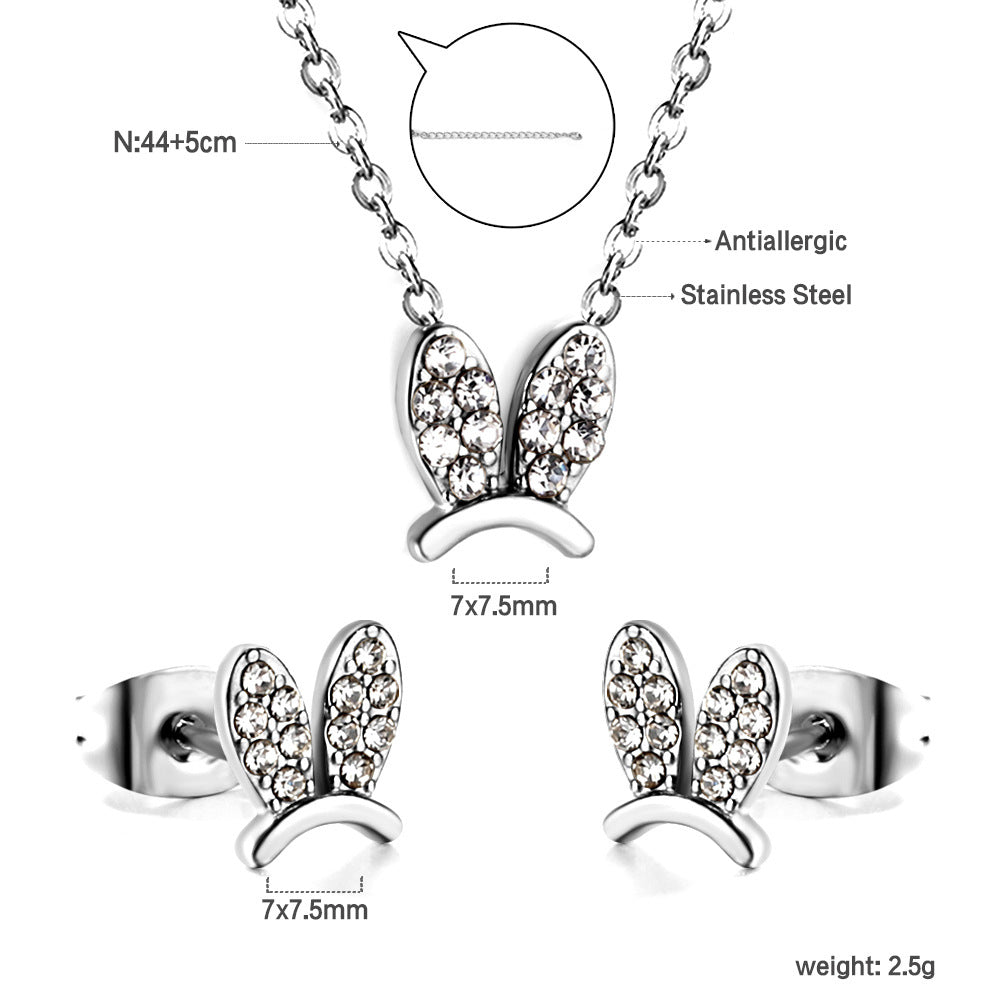 Damen Schmuckset mit bunnyförmigen Ohrsteckern und passende Halskette Shop Nory