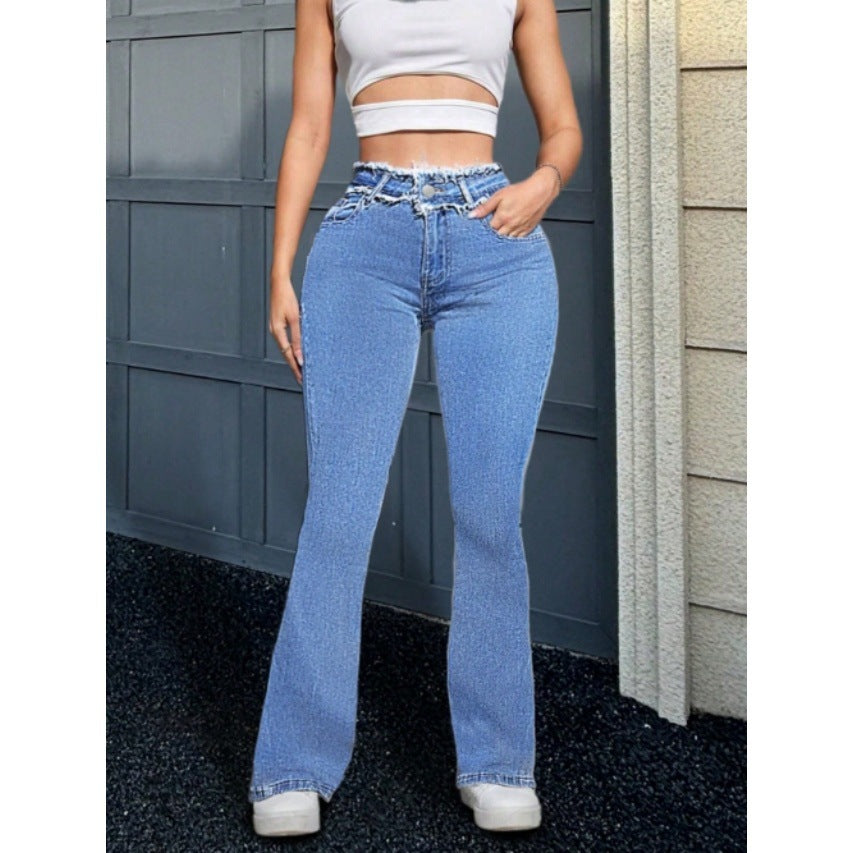 Damen Hochtaillierte Sculpting-Flared-Jeans mit gerafftem Bund und figurformender Passform Shop Nory