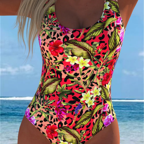 Damen Einteiliger Badeanzug mit floralen Akzenten und sportlichem Schnitt
