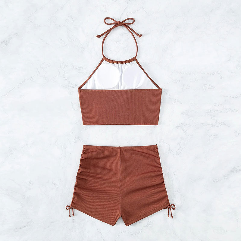 Damen Sportliches Bikini-Set mit modischer Raffung Shopnory