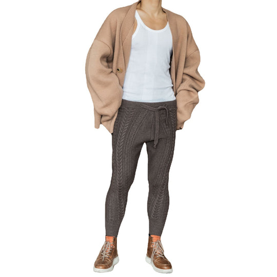 Damen Gestrickte Jogginghose mit Zopfmuster und hohem Bund Shop Nory