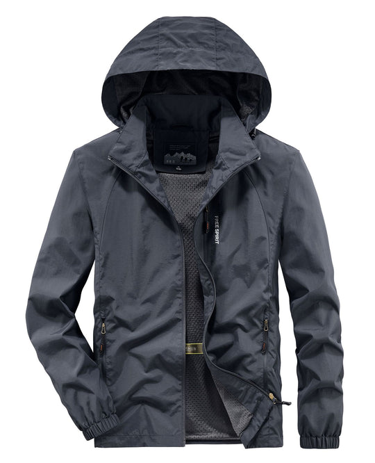 Herren Ultraleichte Atmungsaktive Kapuzenjacke mit perforiertem Mesh‑Futter und Reißverschlusstaschen Shop Nory