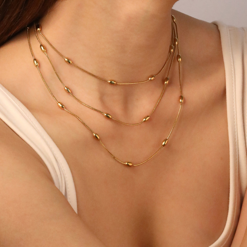 Damen mehrlagige Halskette mit eleganten ovalen Anhängern Shop Nory