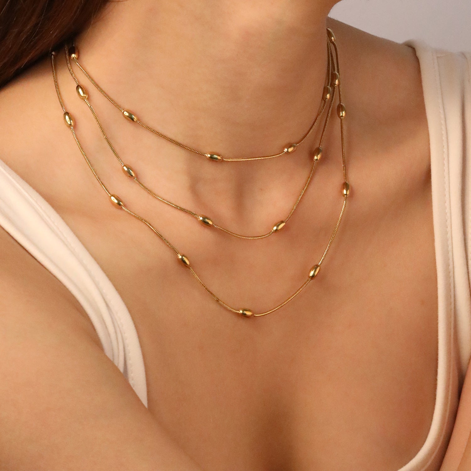 Damen mehrlagige Halskette mit eleganten ovalen Anhängern Shop Nory