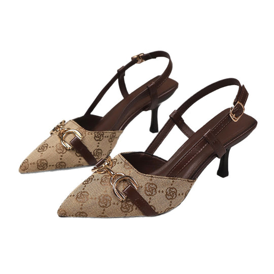 Damen Slingback-Pumps mit spitzer Zehenpartie, dekorativem Metall-Bit und mittelhohem Stilettoabsatz Shop Nory